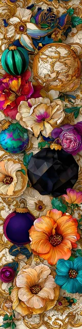 Free printable Christmas bookmarks of gold holiday ornaments with pop colors